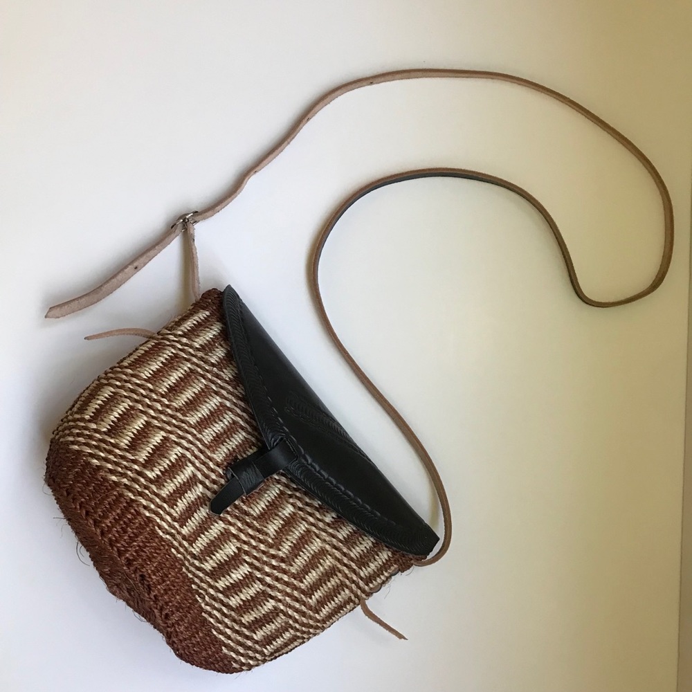 Woven Leather Basket Crossbody Bag